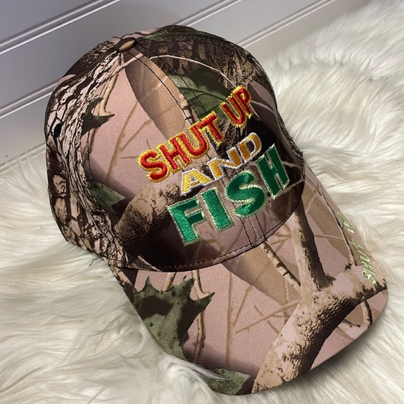 Shut Up And Fish 🎣 Camoflauged Embroidered Baseball Cap - Picture 2 of 12